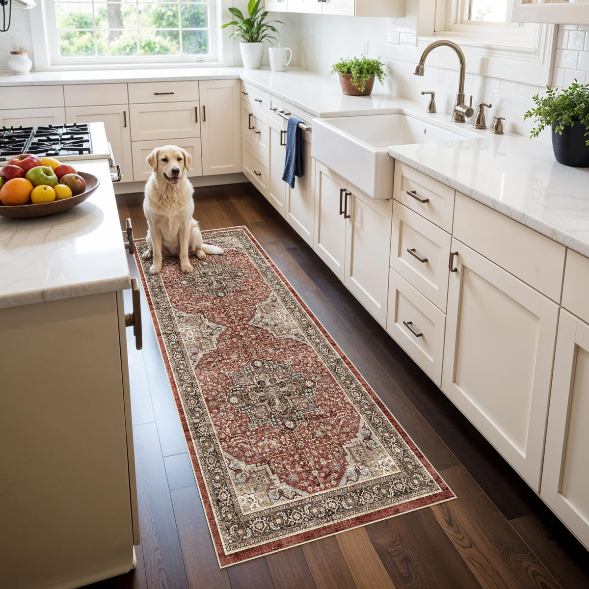 2x3 Washable Entryway Area Rug - Non-Slip Boho Throw Rugs Beige Gray