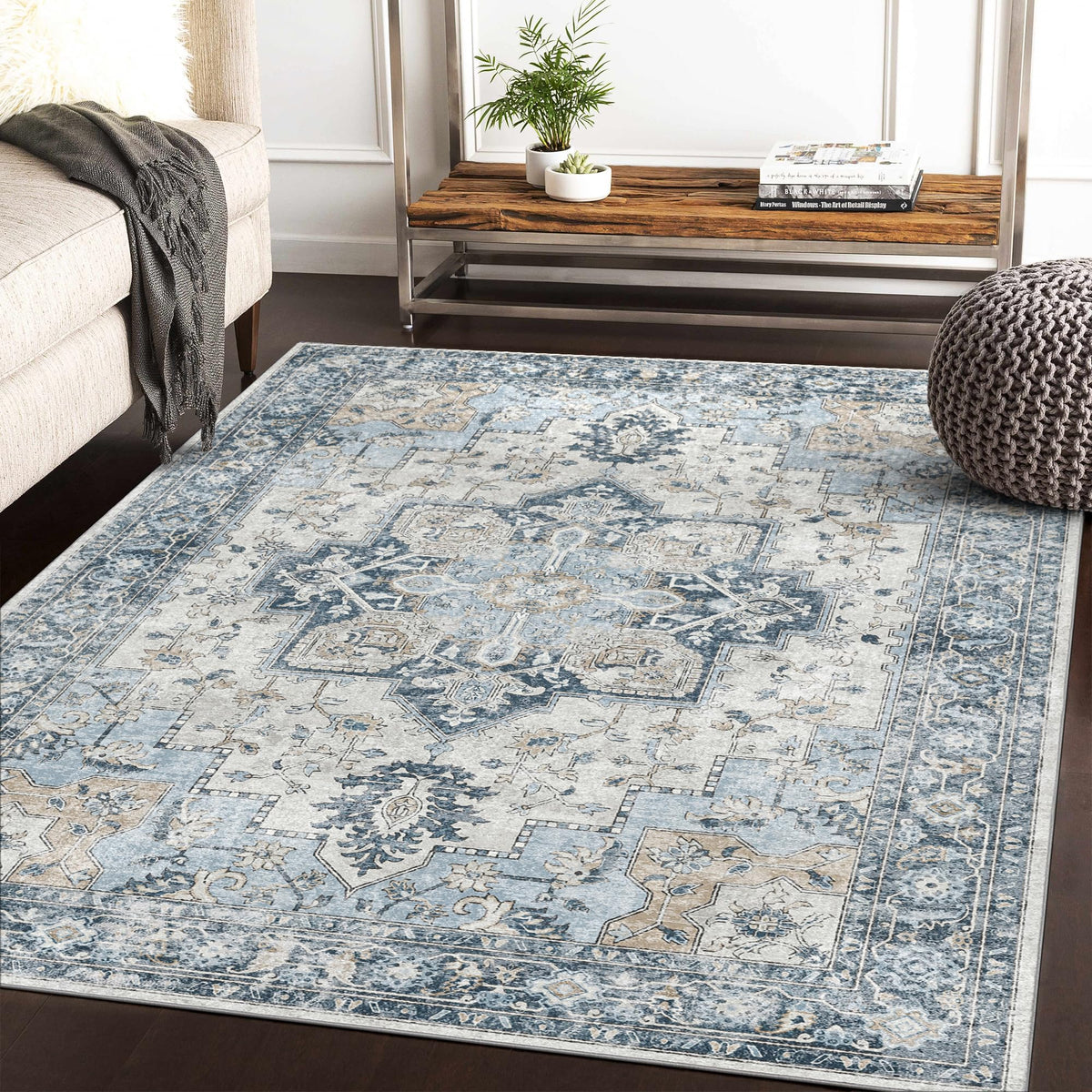 GENIMO 2x5 Washable Runner Rug Non Slip for Hallway, Light Taupe Brown