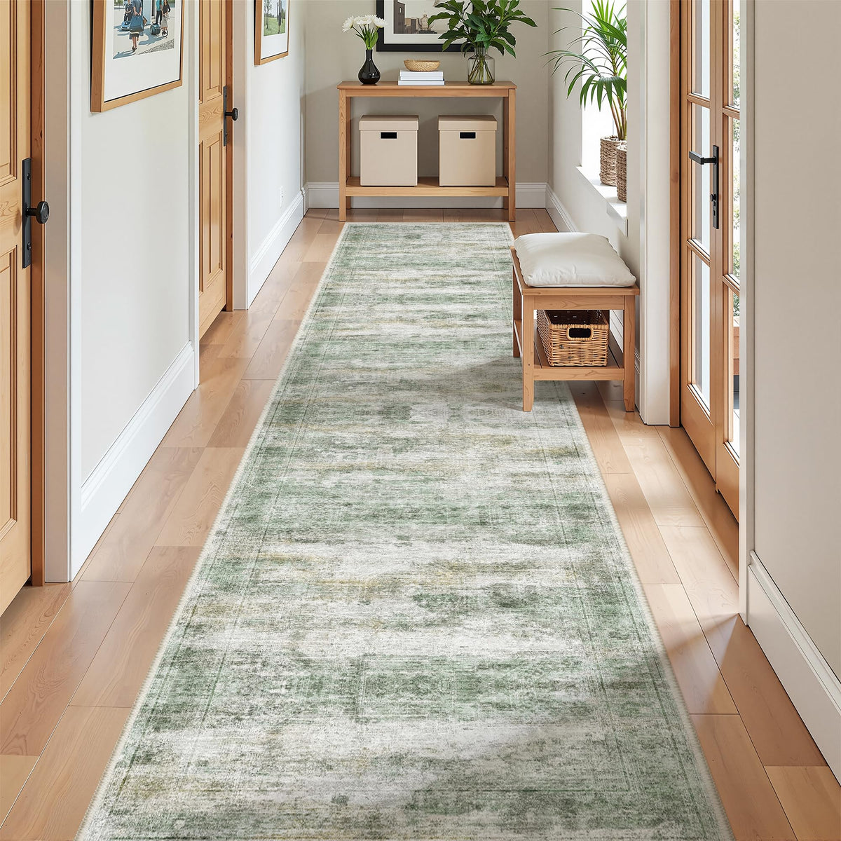 2x8 Runner Rug Non Slip,Washable Hallway Runner Rug,Beige
