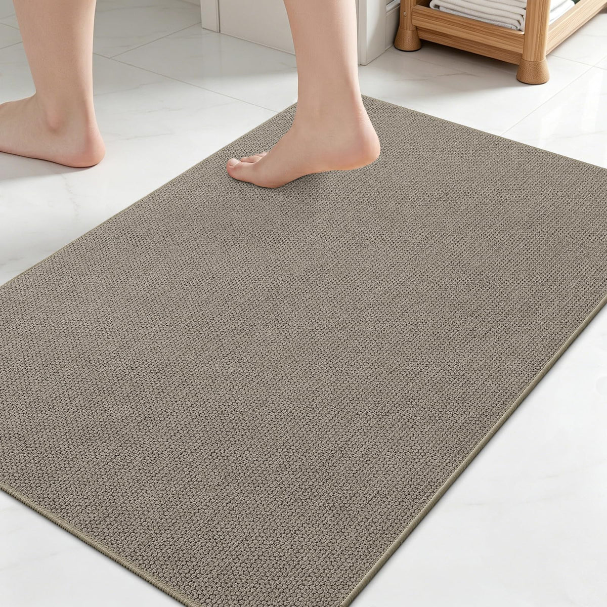 Smiry Ultra Thin Bath Mat 30X20, Non Slip Rubber Washable Bathroom Rugs