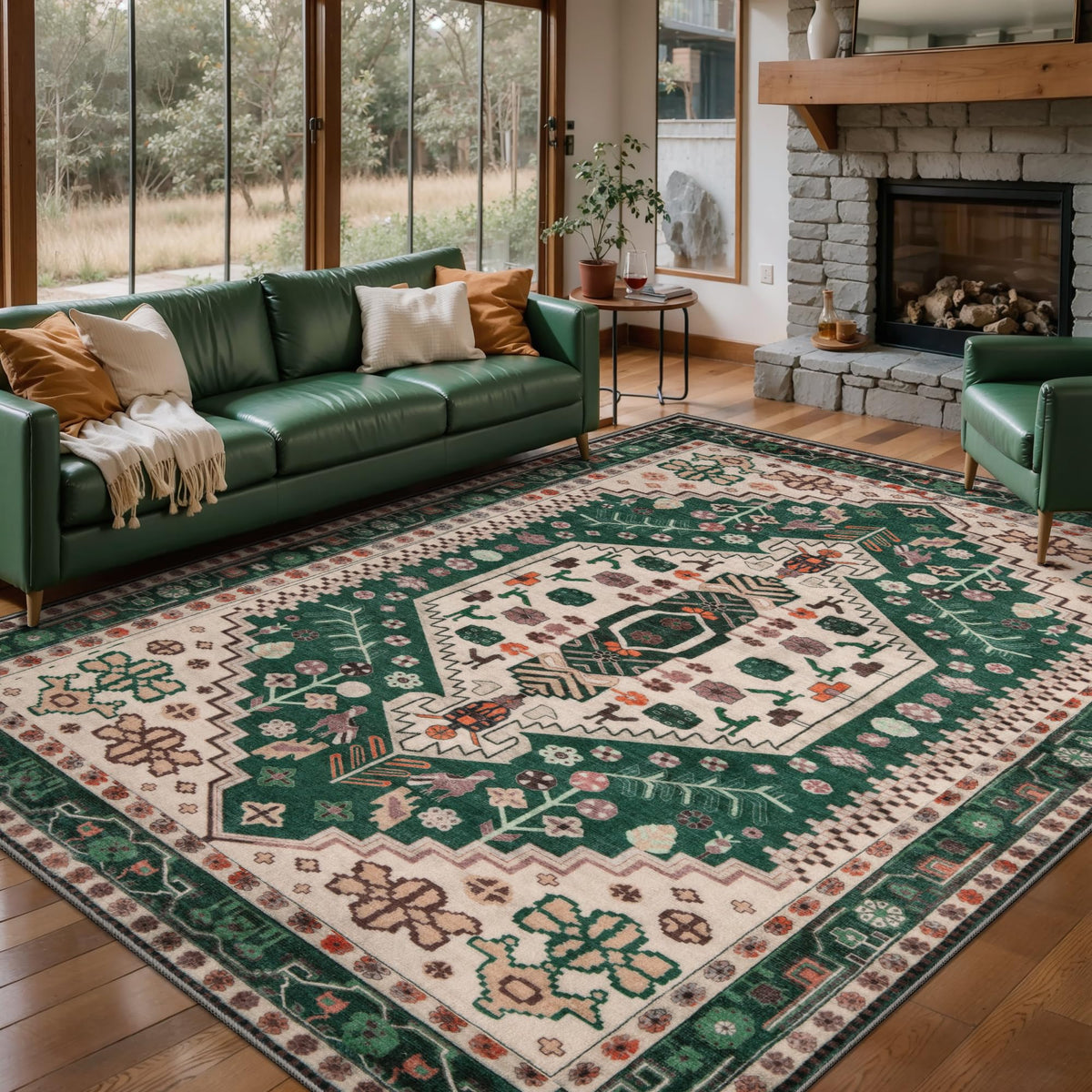 Ciicool Washable 3x5 Area Rug,Boho Non-Slip Indoor Mat for Entryway Kitchen