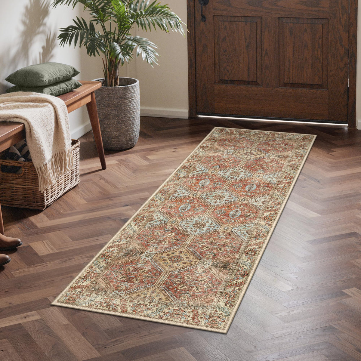 GENIMO 2x5 Washable Runner Rug Non Slip for Hallway, Light Taupe Brown