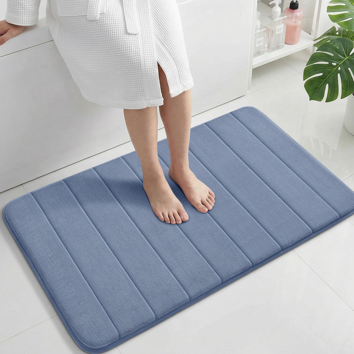 Yimobra Memory Foam Bath Mat, Super Soft & Absorbent Bathroom Rug, Grey