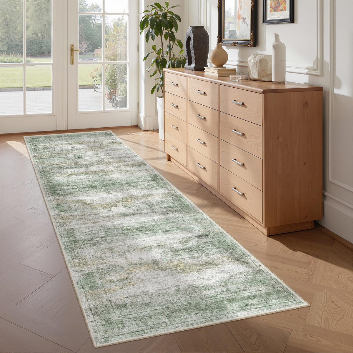 2x8 Runner Rug Non Slip,Washable Hallway Runner Rug,Beige