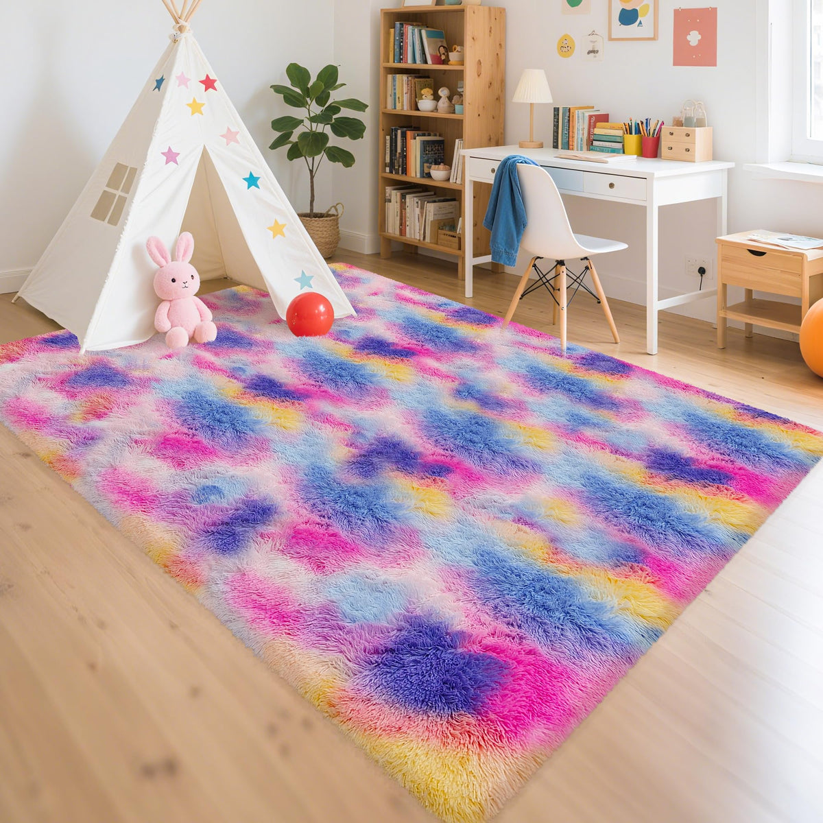 Soft Fluffy Beige Runner Rug for Bedroom, Bedside Long Rug Runner