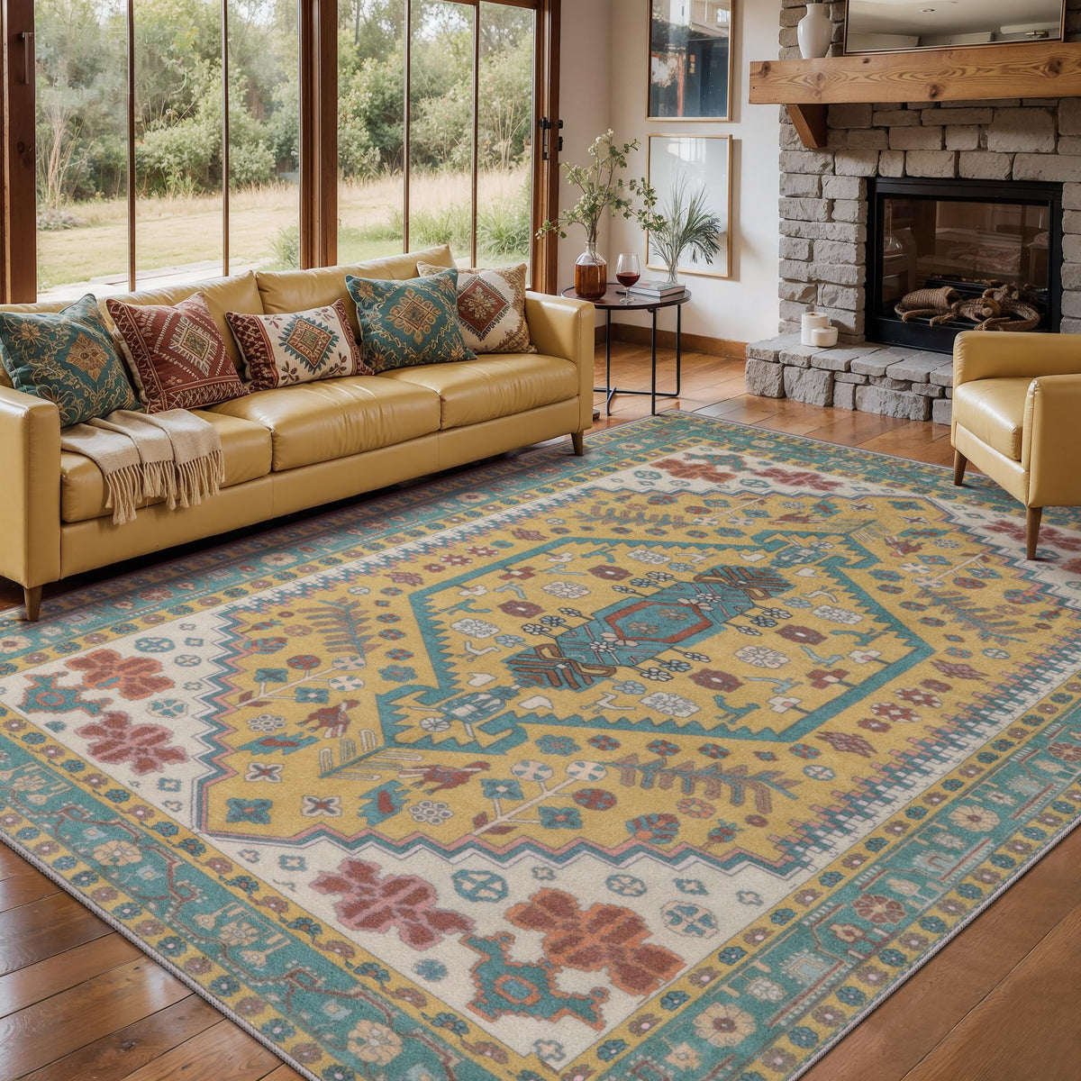 Ciicool Washable 3x5 Area Rug,Boho Non-Slip Indoor Mat for Entryway Kitchen