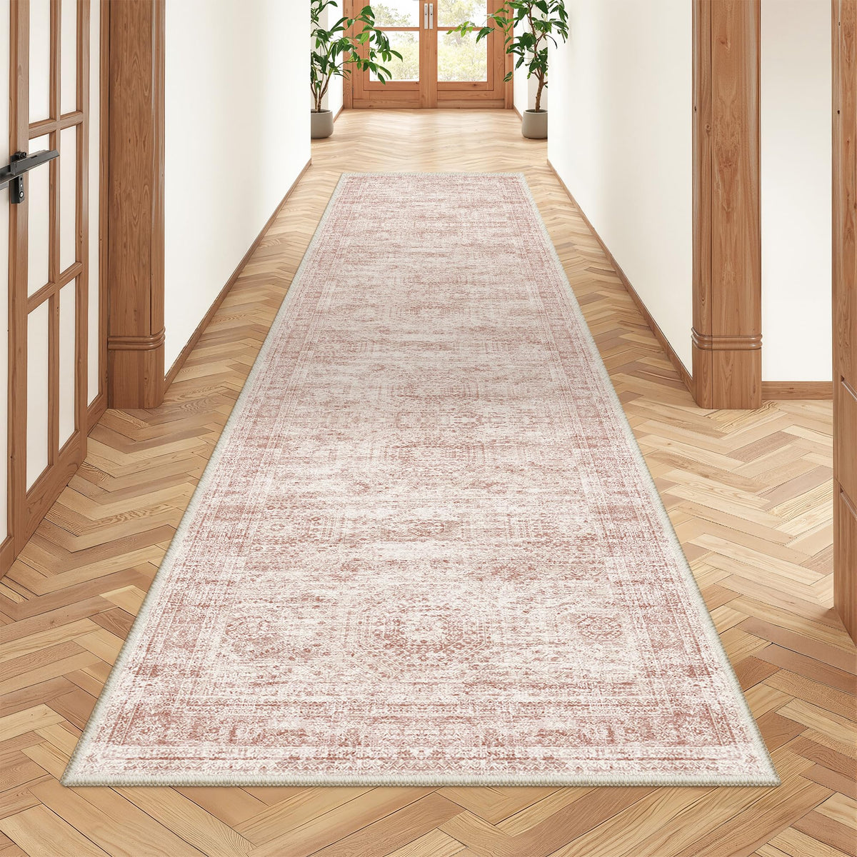 2x8 Runner Rug Non Slip,Washable Hallway Runner Rug,Beige