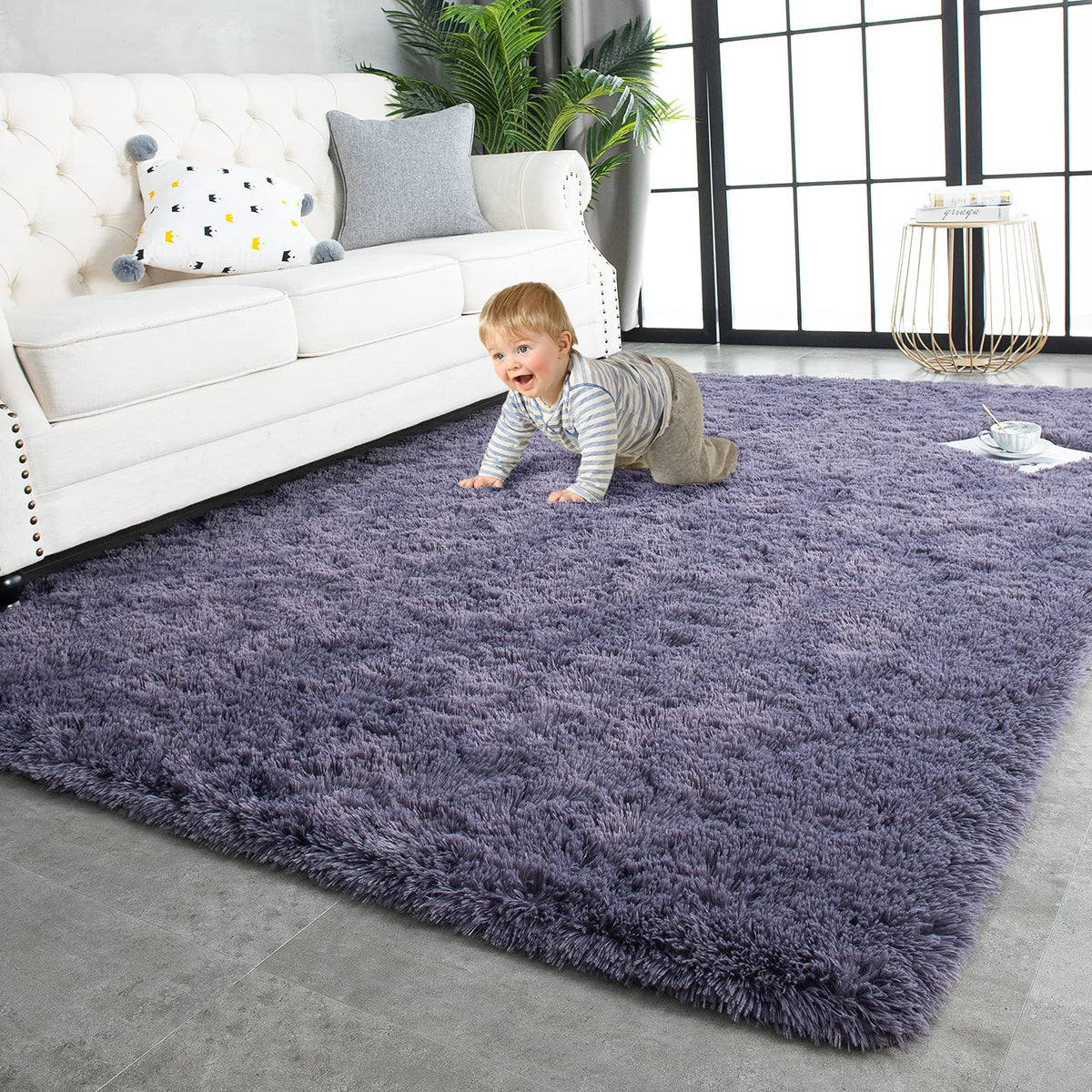 TWINNIS Super Soft Shaggy Runner Rugs Fluffy Carpets, 2x6 Feet, Indoor Modern Plush Area Rugs for Hallway Living Room Bedroom Kitchen Entryway, Upgrade Anti-Skid Rectangular Fuzzy Rug, Black