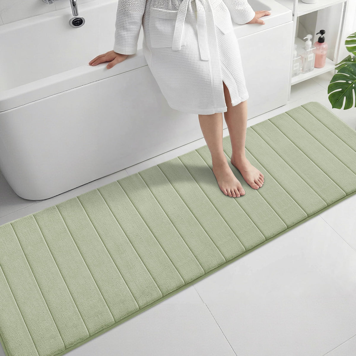 Yimobra Memory Foam Bath Mat, Super Soft & Absorbent Bathroom Rug, Grey