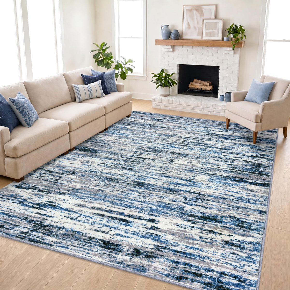 Lansny Abstract Washable 2x6 Runner Rug Non Slip Runners for Hallway