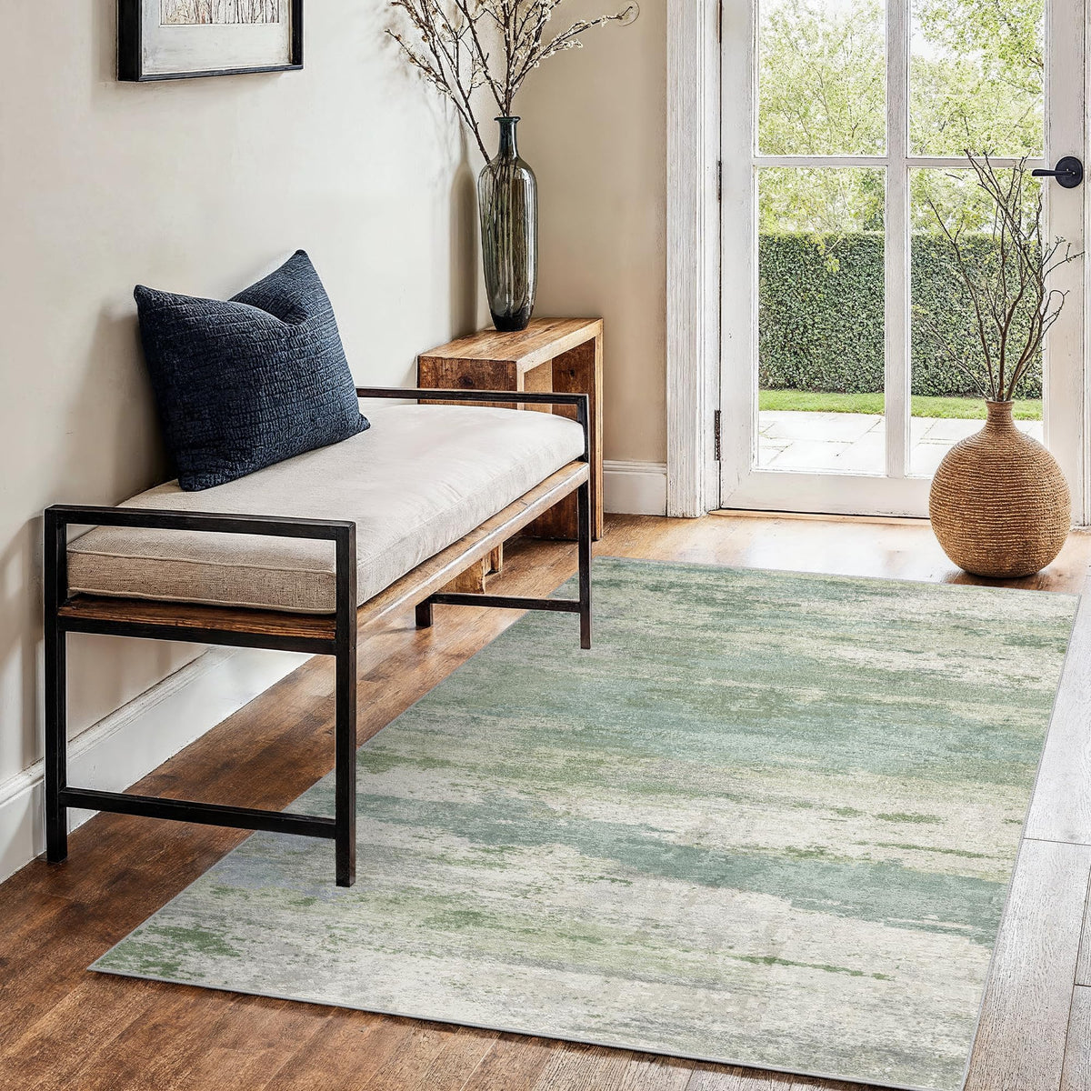 2x5 Runner Rug Washable Moroccan: Non Slip Kitchen Long Floor Mat Beige