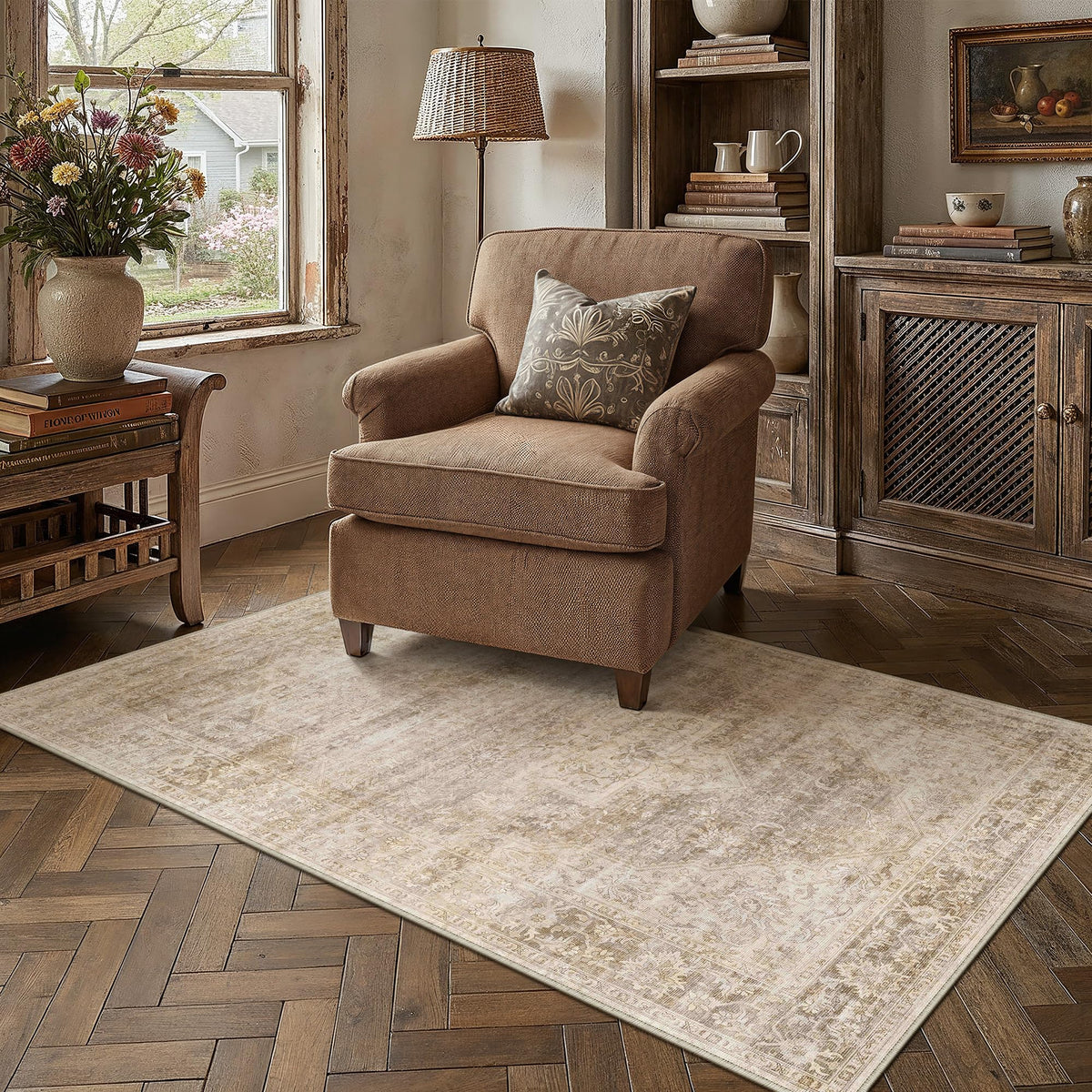 2x3 Beige Neutral Area Rug