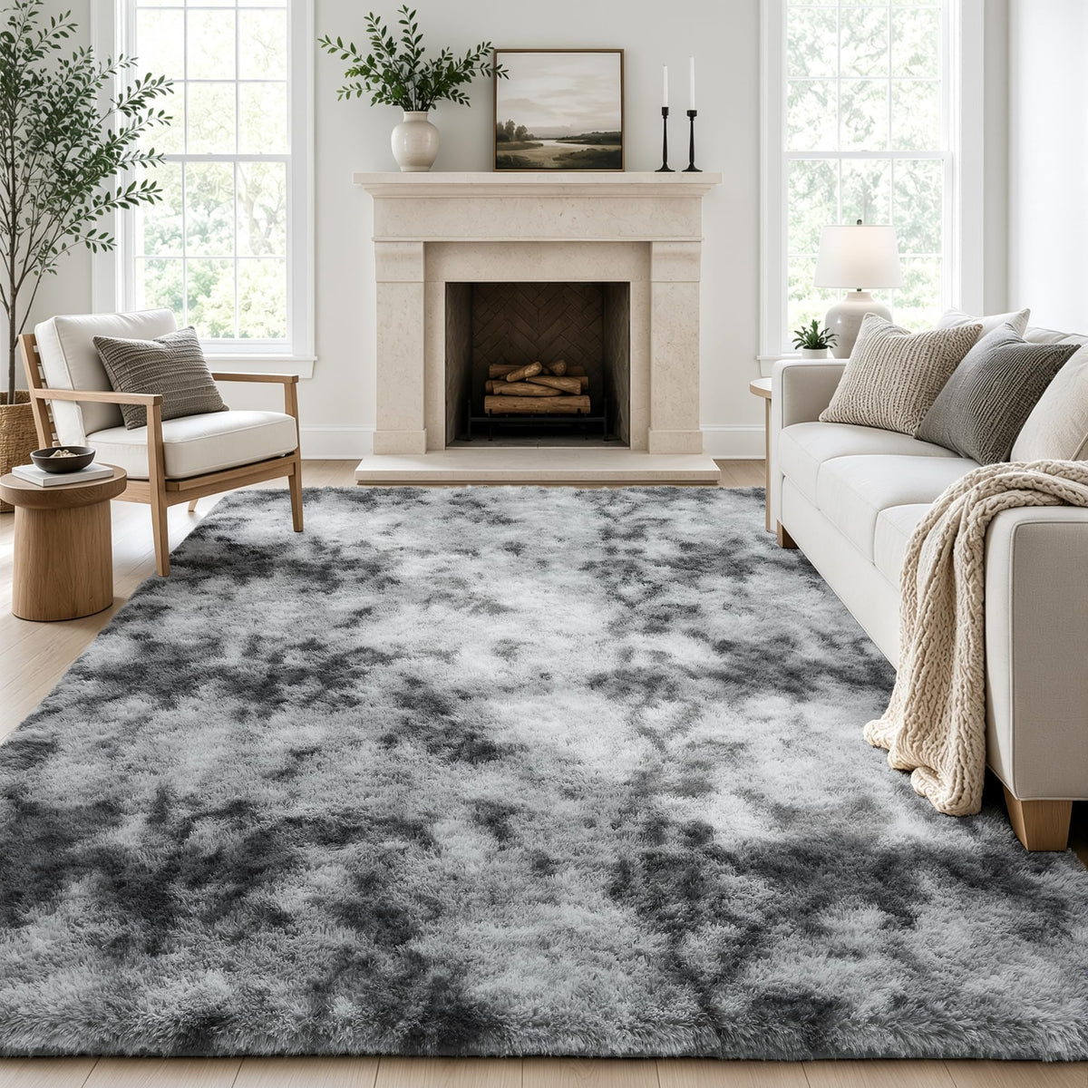 Ophanie 2x6 Washable Runner Rug for Hallway,Non-Slip Fluffy Soft Bedside Rugs, Bedroom Living Room Grey Shaggy Gray Carpet for Kids Girls Boys Dorm Nursery Home Decor Aesthetic