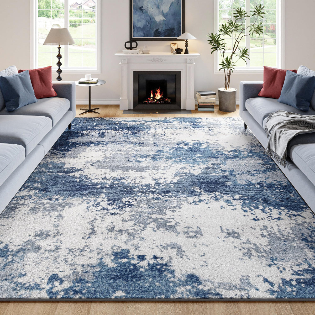 Entryway Rug 2x3 Grey Door Mat Indoor Entrance 24x36, Washable Small Throw Rugs for Kitchen Floor, Entry, Front Door, Bedroom Bedside, Non-Slip Low Pile Stain & Fade Resistant, Abstract Gray
