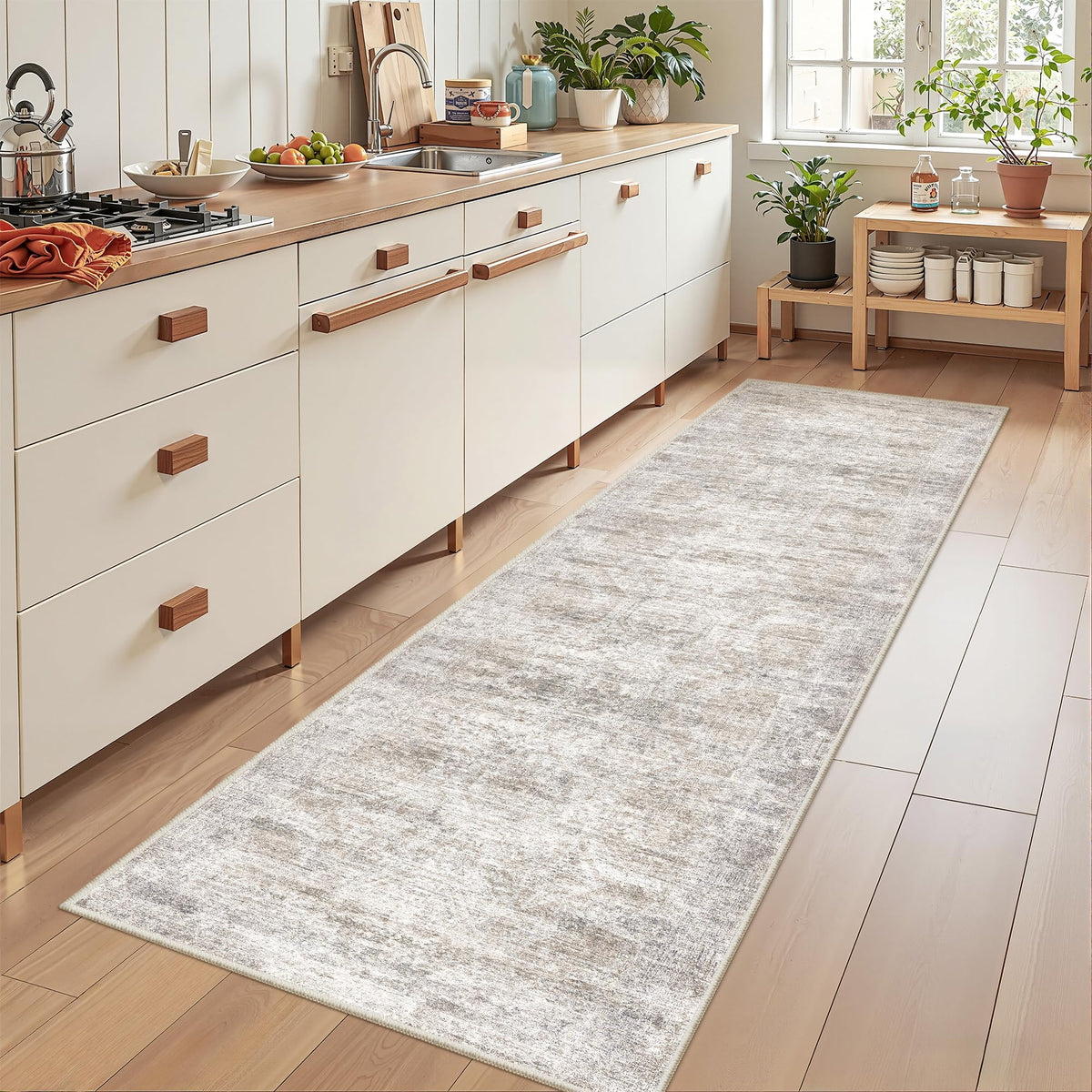 2x8 Runner Rug Non Slip,Washable Hallway Runner Rug,Beige