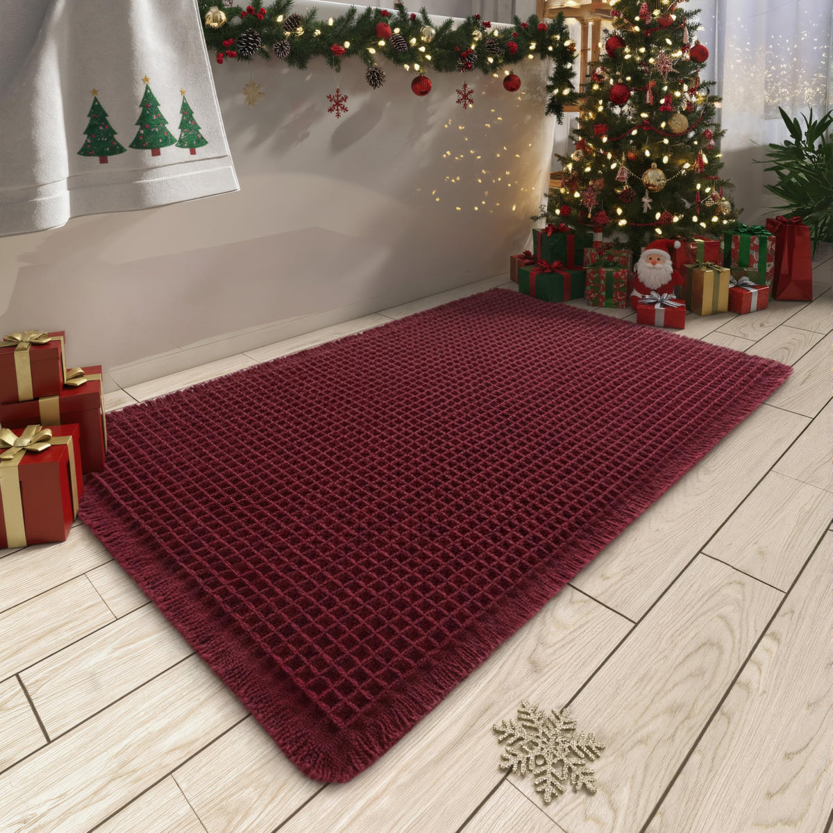 Upgraded Waffle Bath Mat Ultra Absorbent Non Slip Bathroom Mat, 17" x 24"