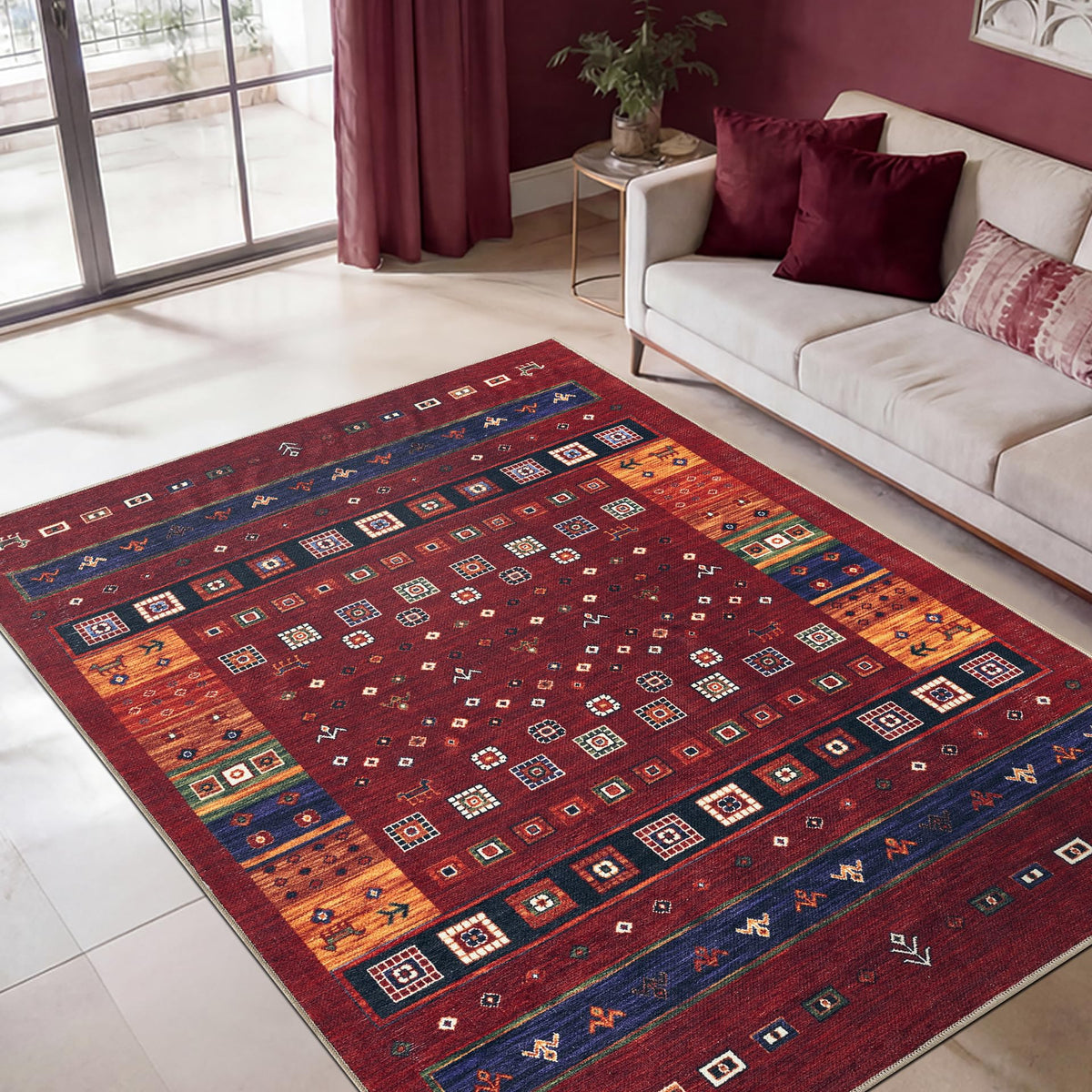 Keen Home Design Vintage Washable Entryway Rug, Non-Slip Low Pile, 2x3