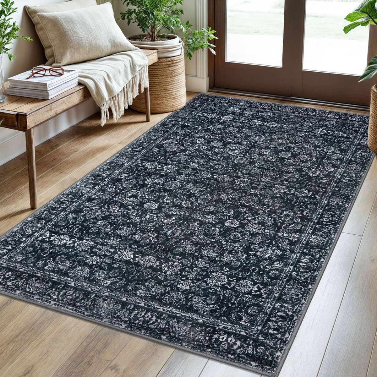 SIILOOM 2x3 Small Washable Area Rug Entryway Door Mat Indoor Kitchen Runner