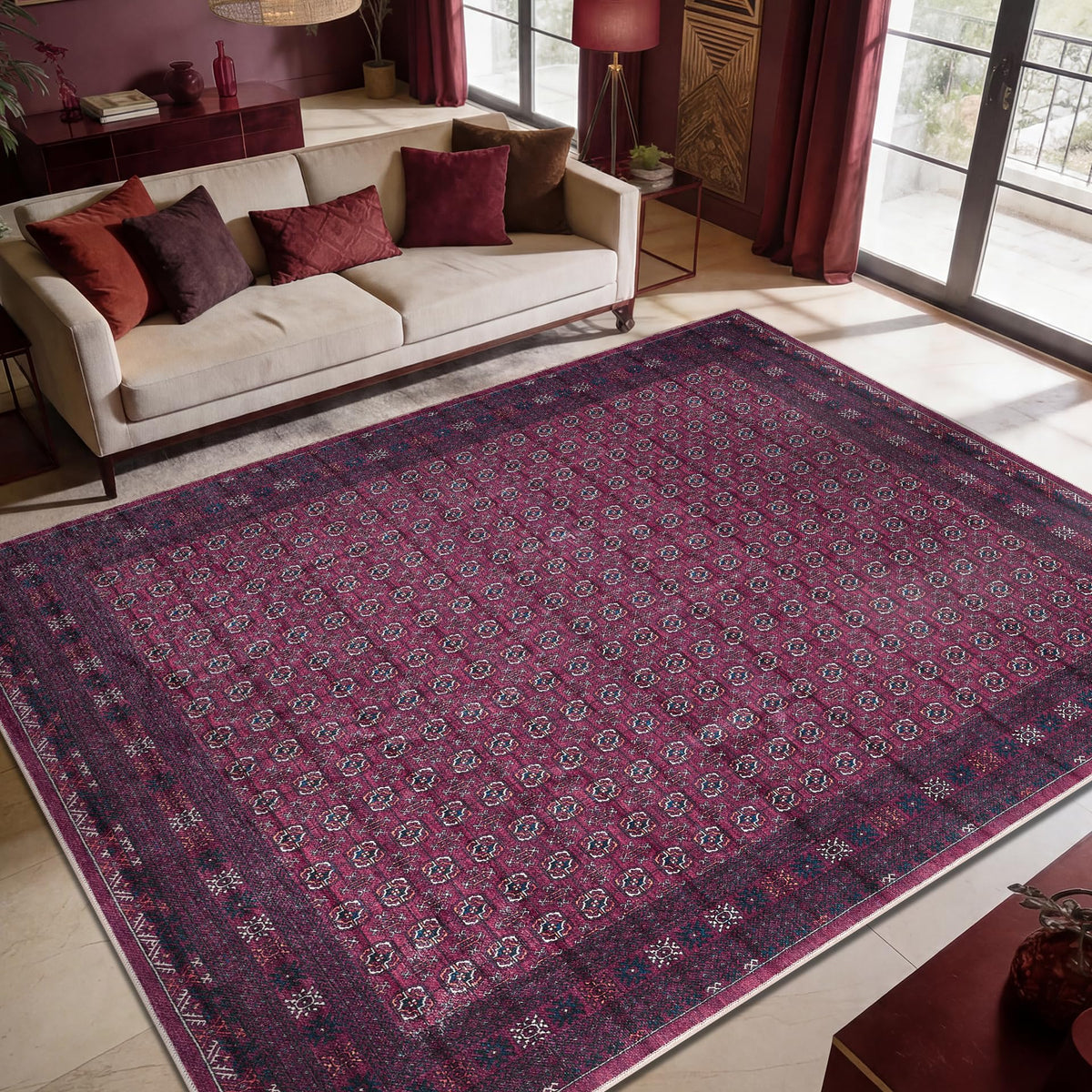 Keen Home Design Vintage Washable Entryway Rug, Non-Slip Low Pile, 2x3