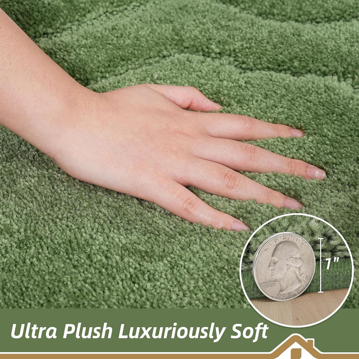 BEQHAUSE Bathroom Rugs Non Slip Bath Mat Soft Absorbent, 24"x36", Green