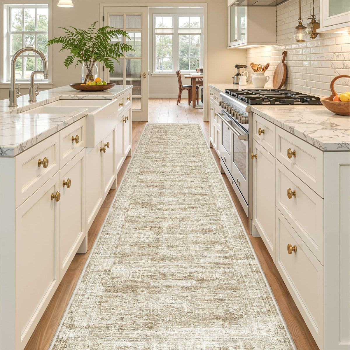 2x8 Runner Rug Non Slip,Washable Hallway Runner Rug,Beige
