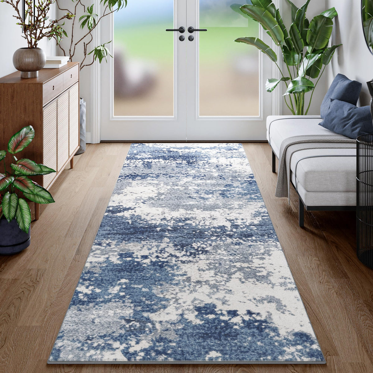 Entryway Rug 2x3 Grey Door Mat Indoor Entrance 24x36, Washable Small Throw Rugs for Kitchen Floor, Entry, Front Door, Bedroom Bedside, Non-Slip Low Pile Stain & Fade Resistant, Abstract Gray