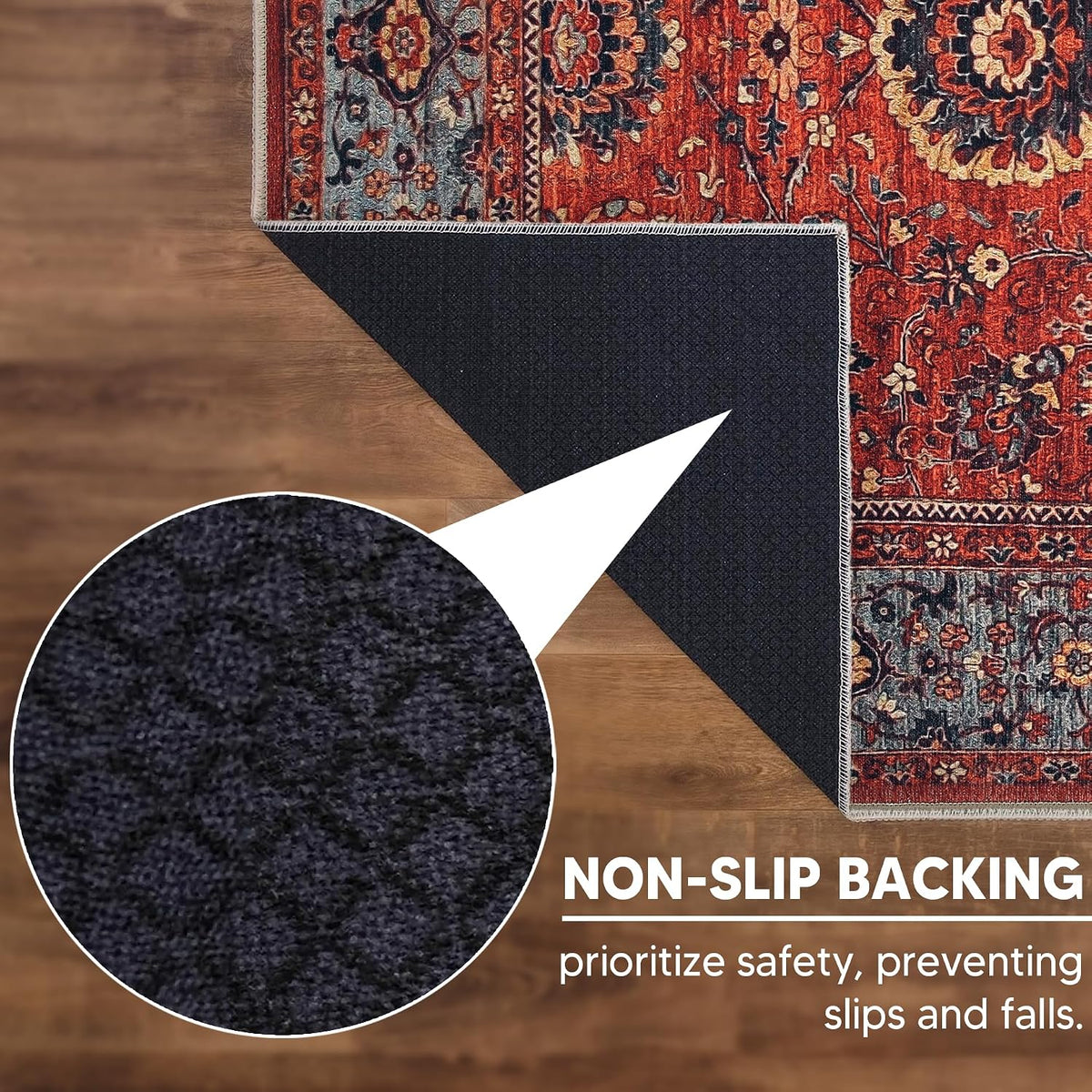 Keen Home Design Vintage Washable Entryway Rug, Non-Slip Low Pile, 2x3