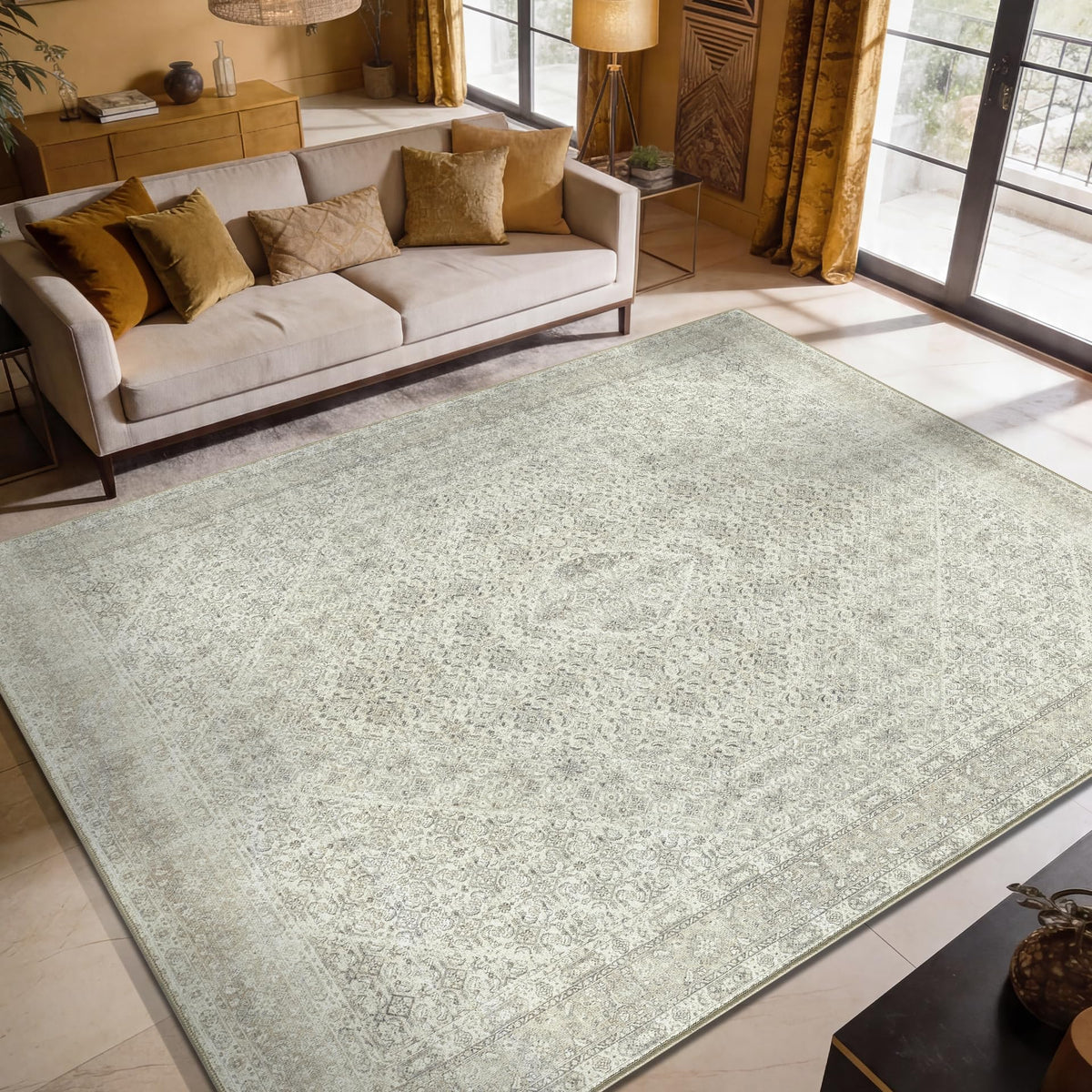 Keen Home Design Vintage Washable Entryway Rug, Non-Slip Low Pile, 2x3