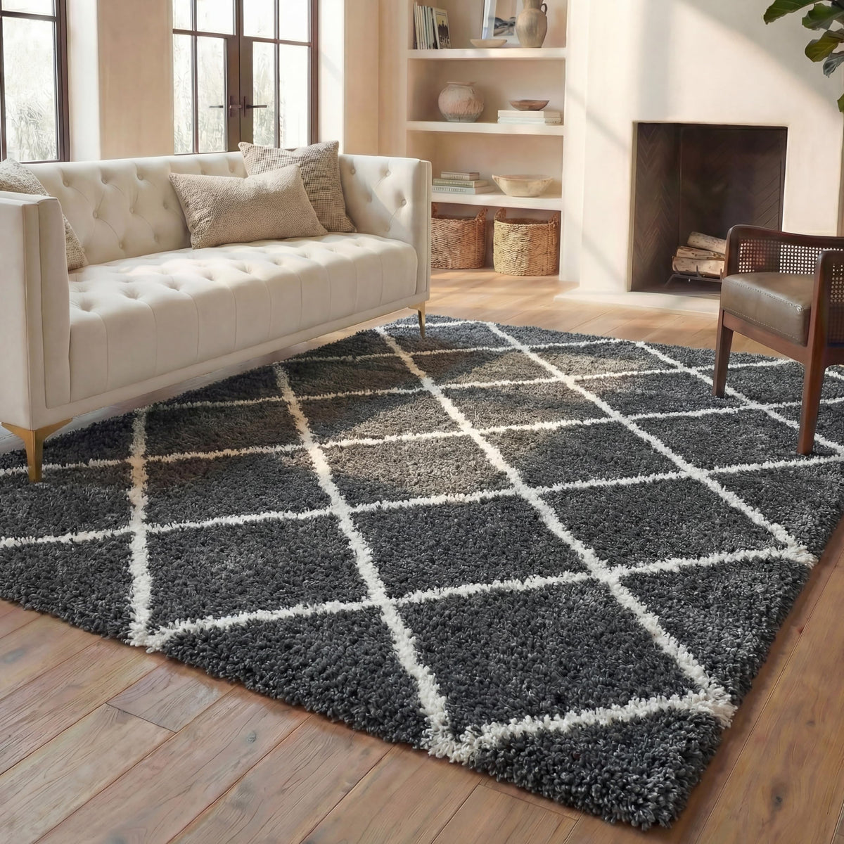 SAFAVIEH Hudson Shag Accent Rug 2'x3', Soft Distressed Grey & Ivory SGH281K