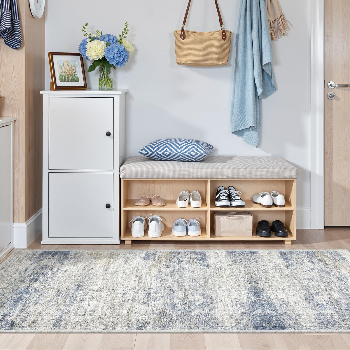2x8 Runner Rug Non Slip,Washable Hallway Runner Rug,Beige