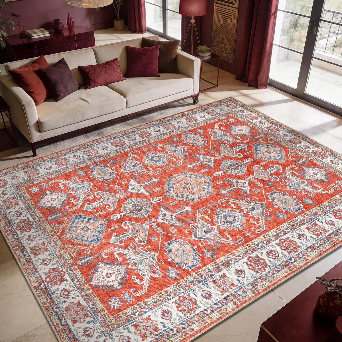 Keen Home Design Vintage Washable Entryway Rug, Non-Slip Low Pile, 2x3