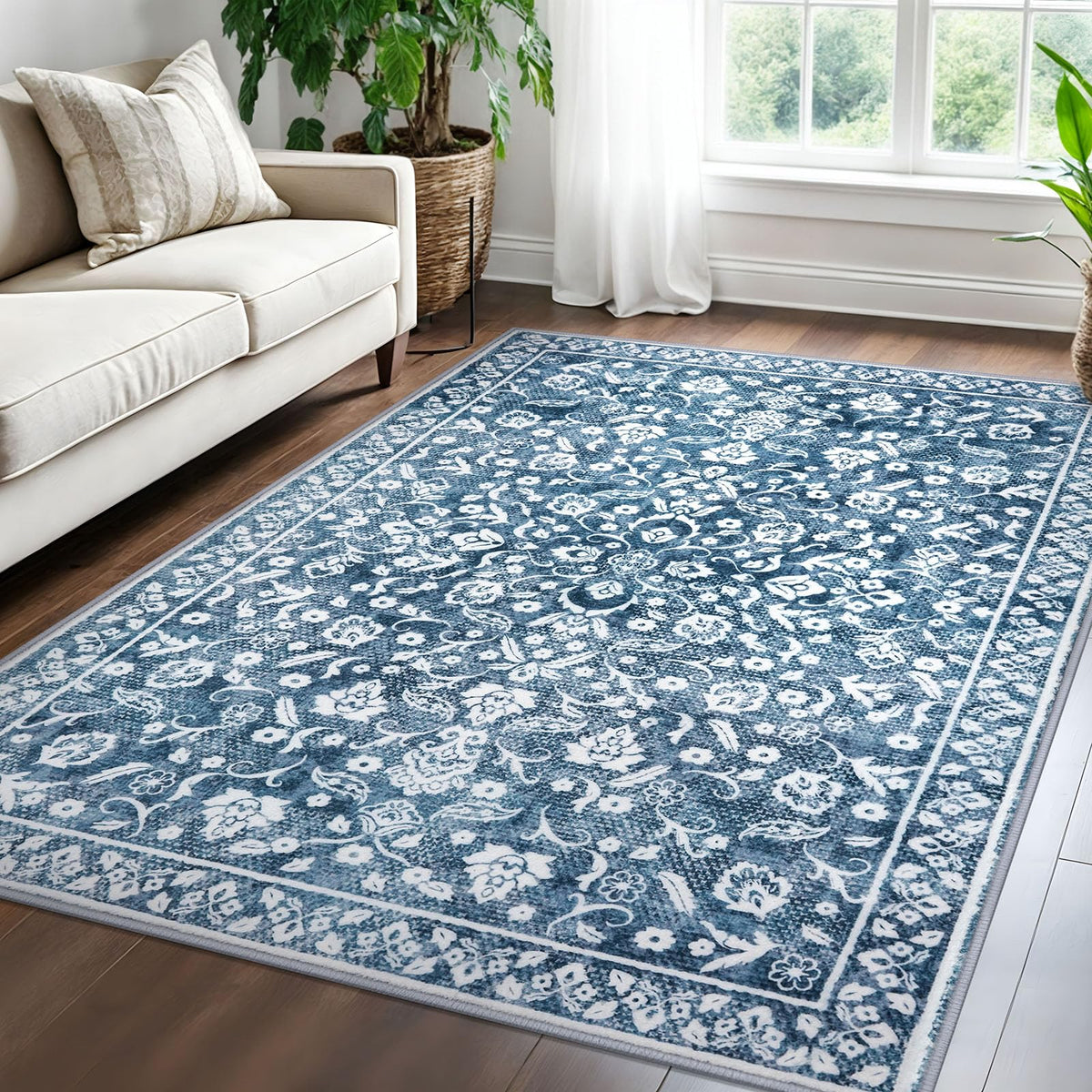 Vintage Washable Entryway Rug 2x3 Small Area Rug Non Slip Door Mat
