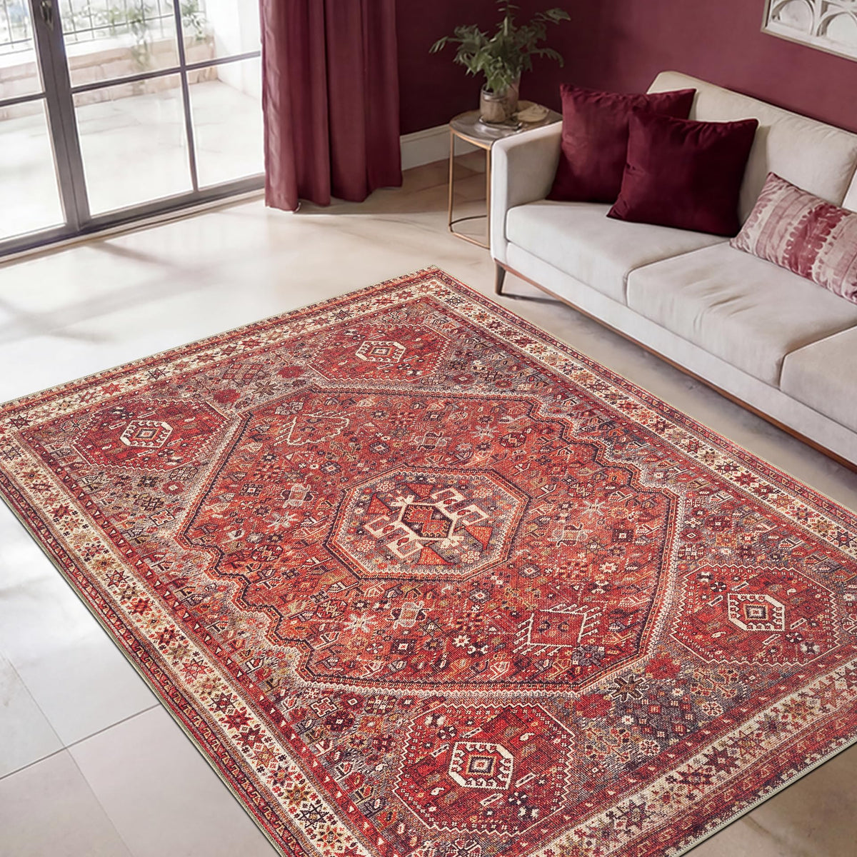 Keen Home Design Vintage Washable Entryway Rug, Non-Slip Low Pile, 2x3