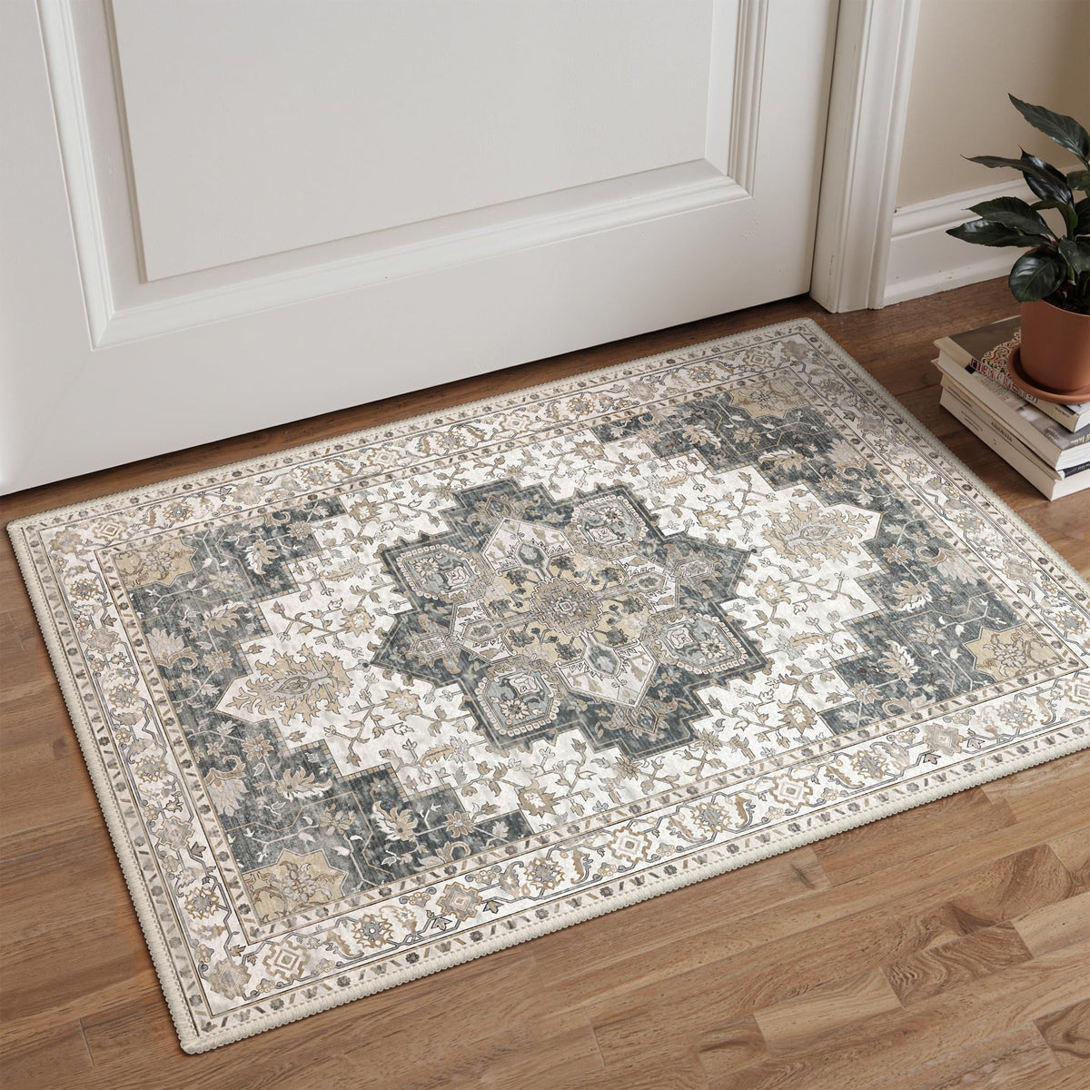 GENIMO 2x5 Washable Runner Rug Non Slip for Hallway, Light Taupe Brown