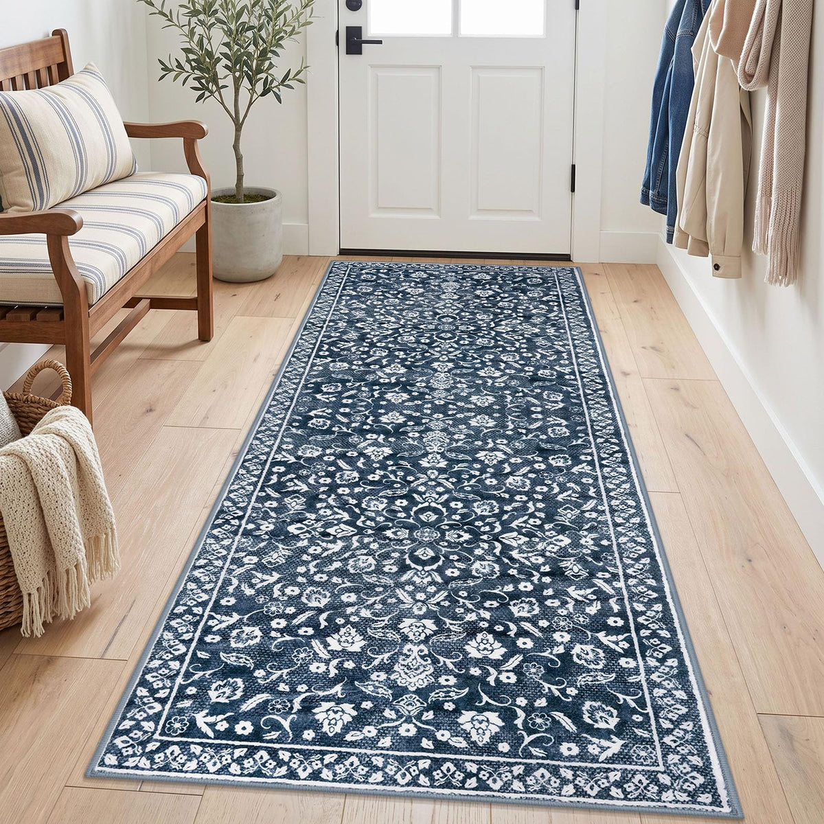 Vintage Washable Entryway Rug 2x3 Small Area Rug Non Slip Door Mat