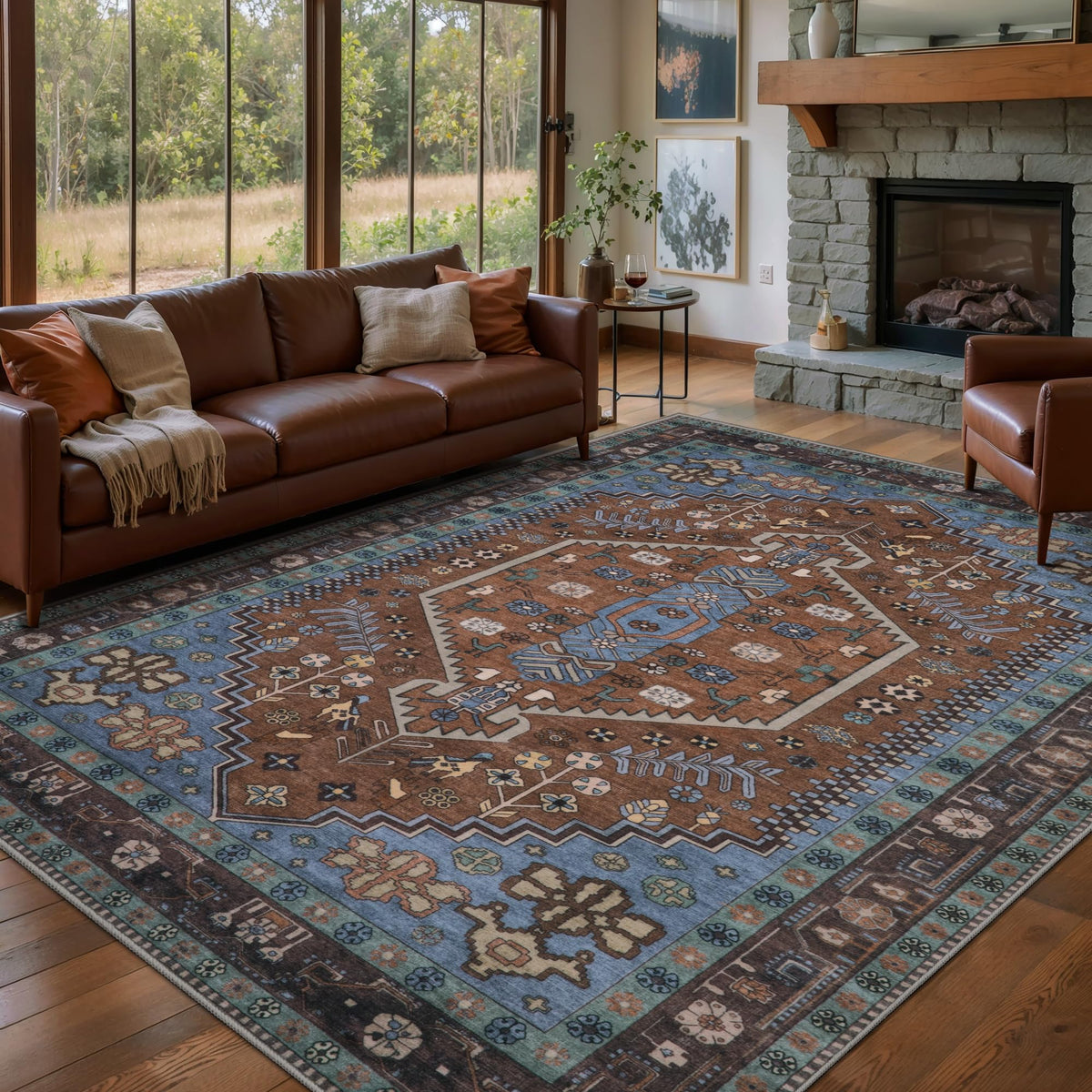 Ciicool Washable 3x5 Area Rug,Boho Non-Slip Indoor Mat for Entryway Kitchen