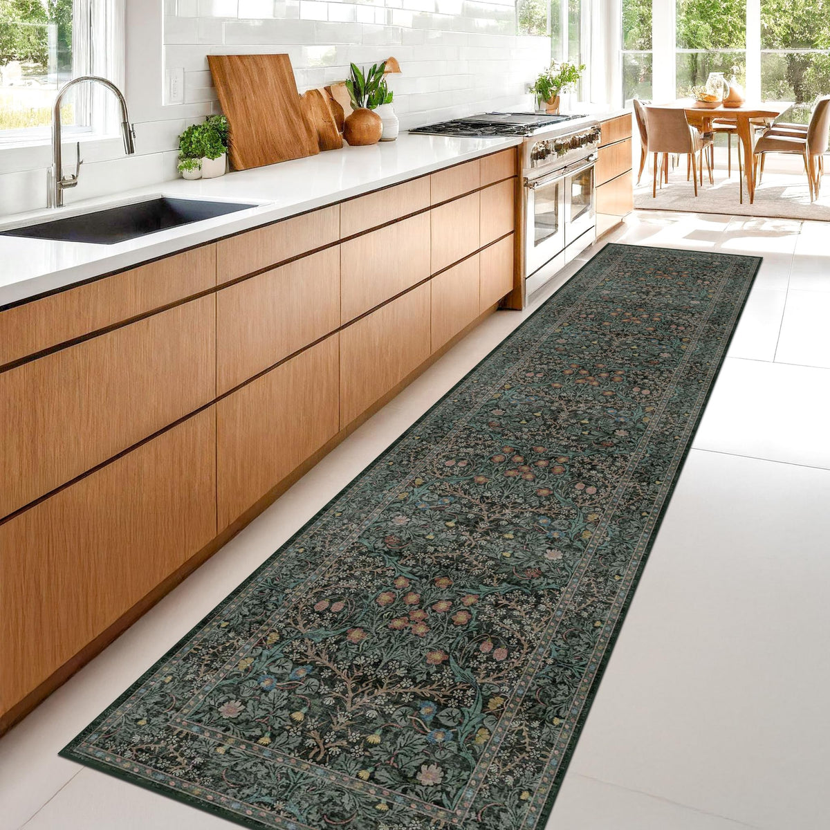 Washable Plum Purple Runner Rug 2x6 - Boho Rug Runner for Bathroom, Kitchen, Indoor Entryway, Low Pile Violet Carpet for Bedroom Bedside, Laundry Room, Hallway Mats for Floor, Stain Resistant