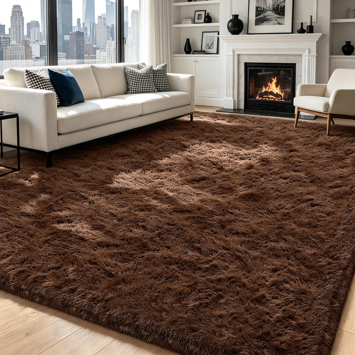 Beige 2x4 Area Rugs for Bedroom, Fluffy Shag Rug Small Rug Bedside Carpet