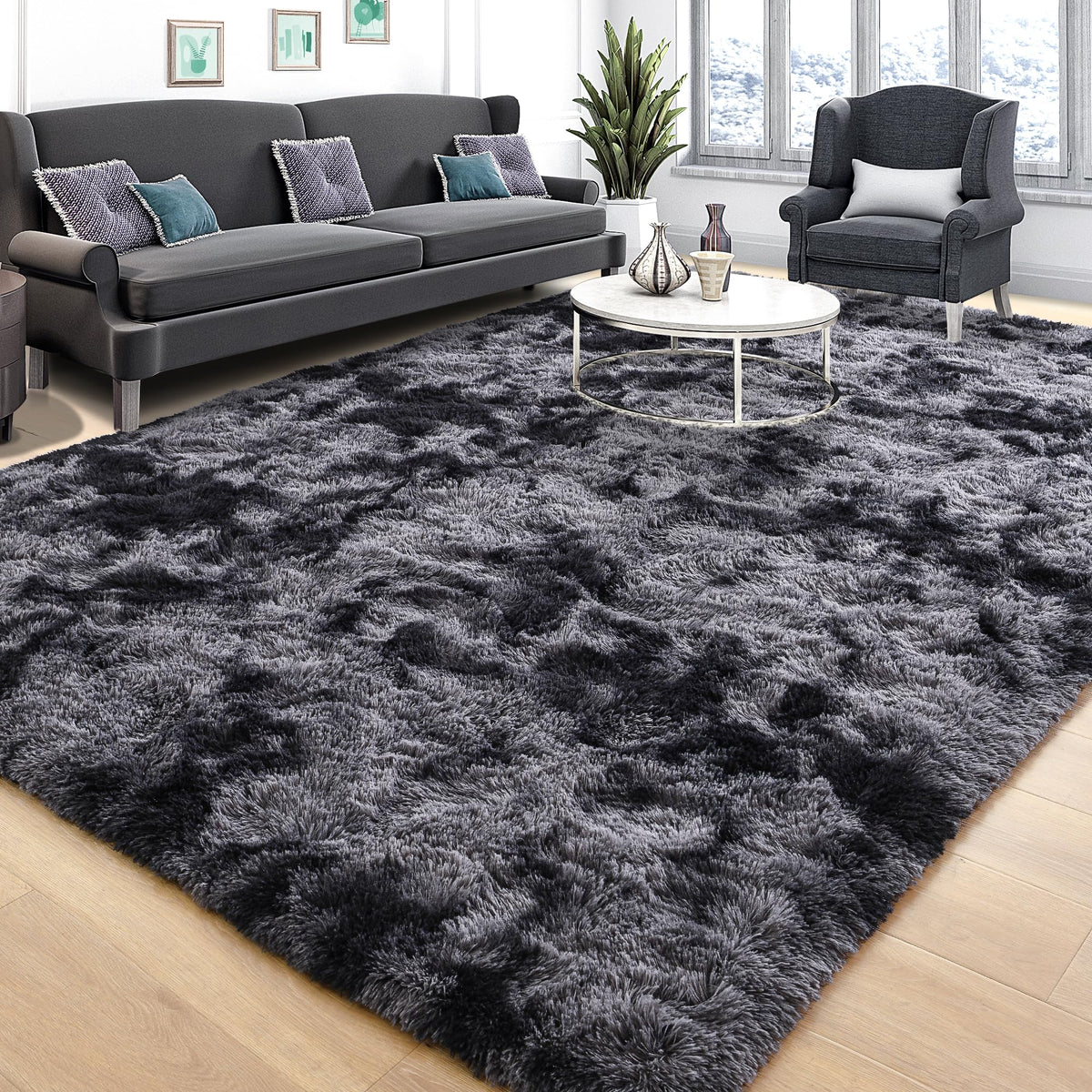 Tepook Black Soft Runner Rugs for Bedroom 2x6 ft with Rubber Backing