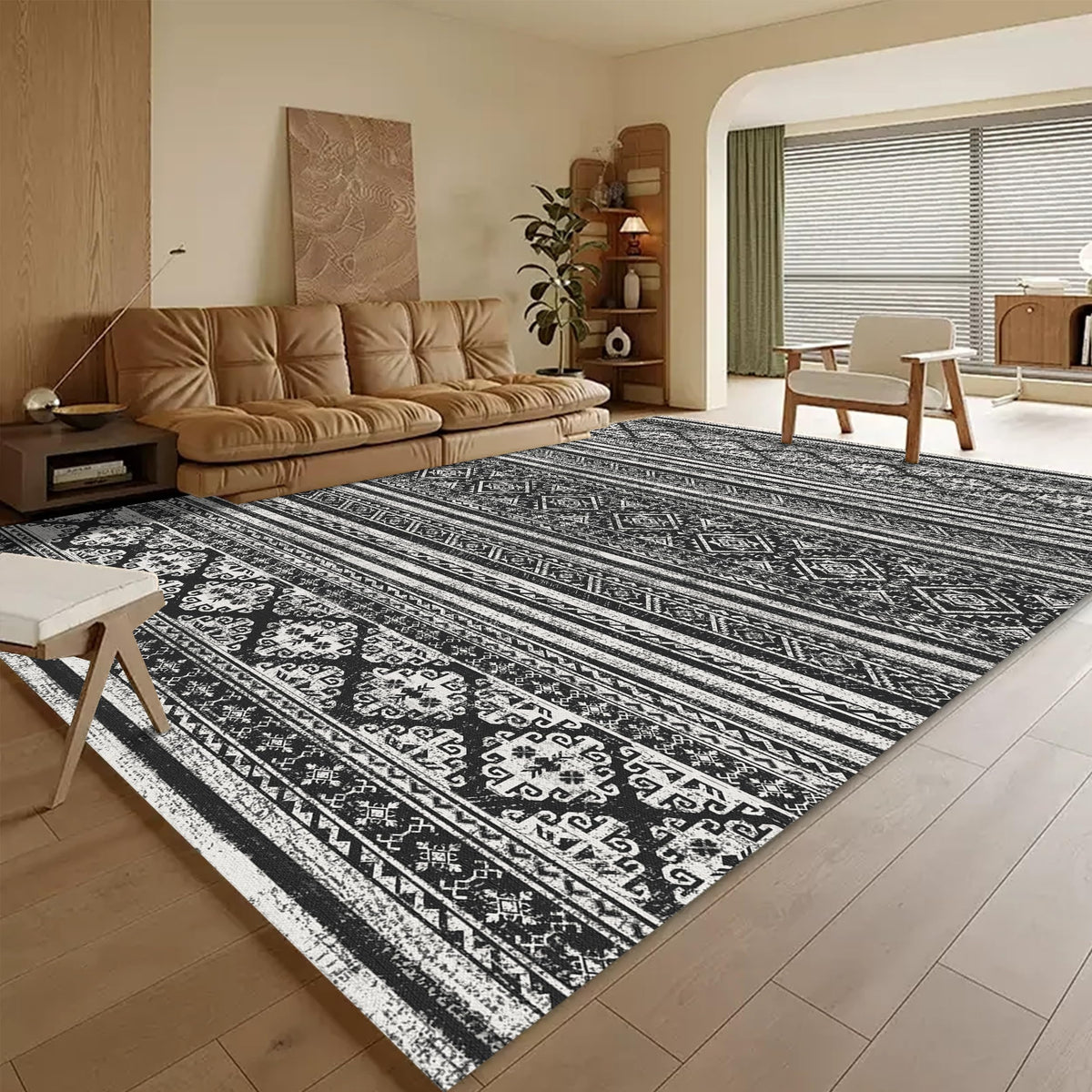 RUGSURE Washable Area Rugs - Perfect for Living Room, Bedroom, Kids Room, Nursery - Stain & Water Resistant Non-Slip, Pet & Child Friendly, Vintage Tribal Area Rugs (Green, 3' x 5 ')