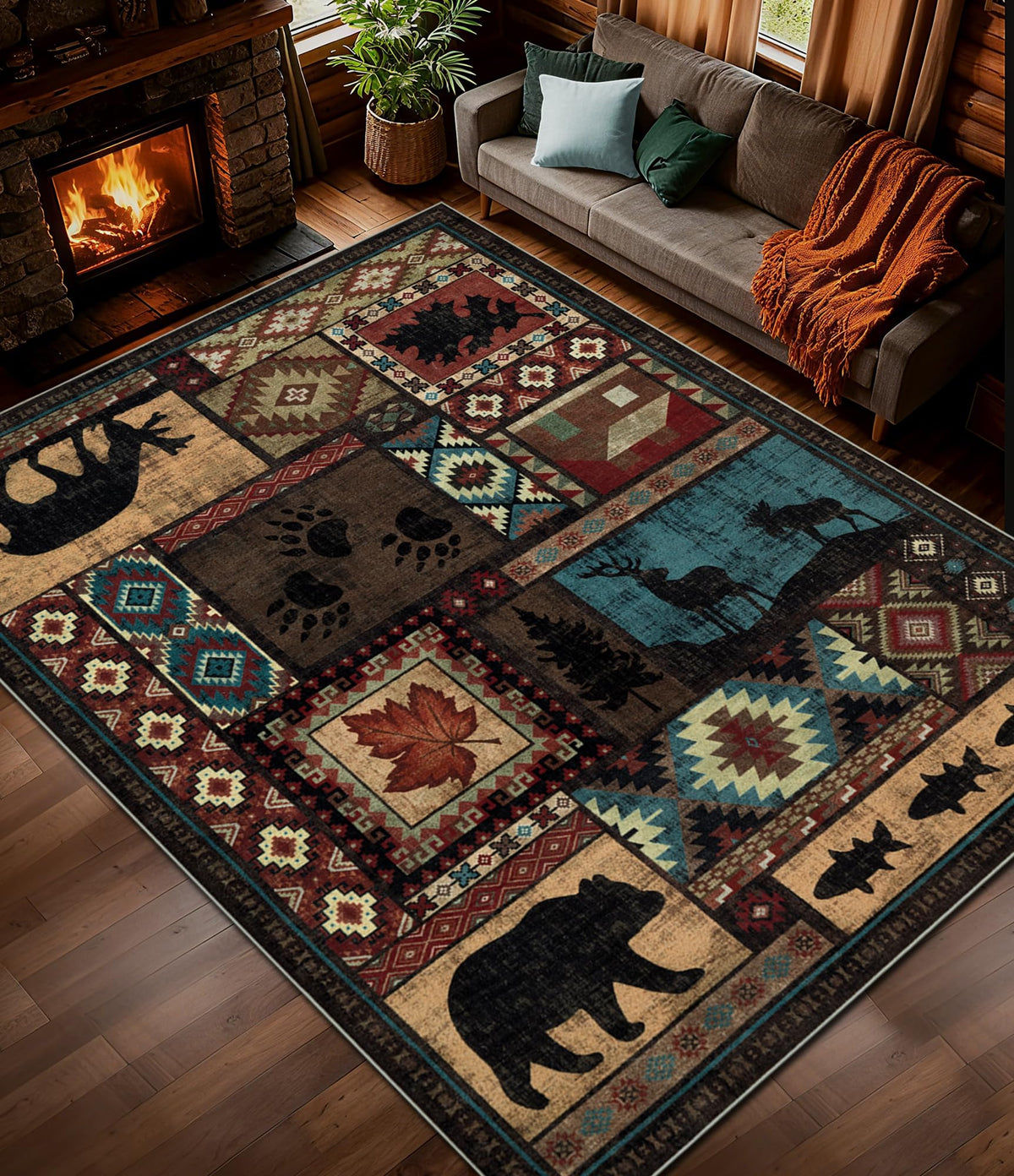 YIHOUSE Washable Rustic Cabin Runner Rug 2x6 Hallway