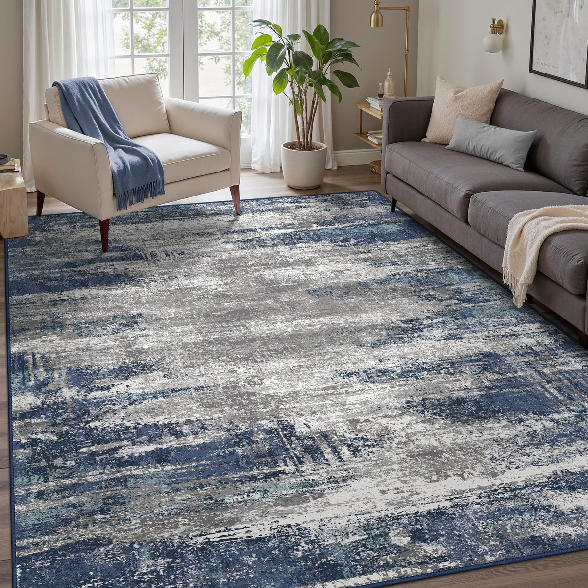 GENIMO 2x5 Washable Runner Rug Non Slip for Hallway, Light Taupe Brown