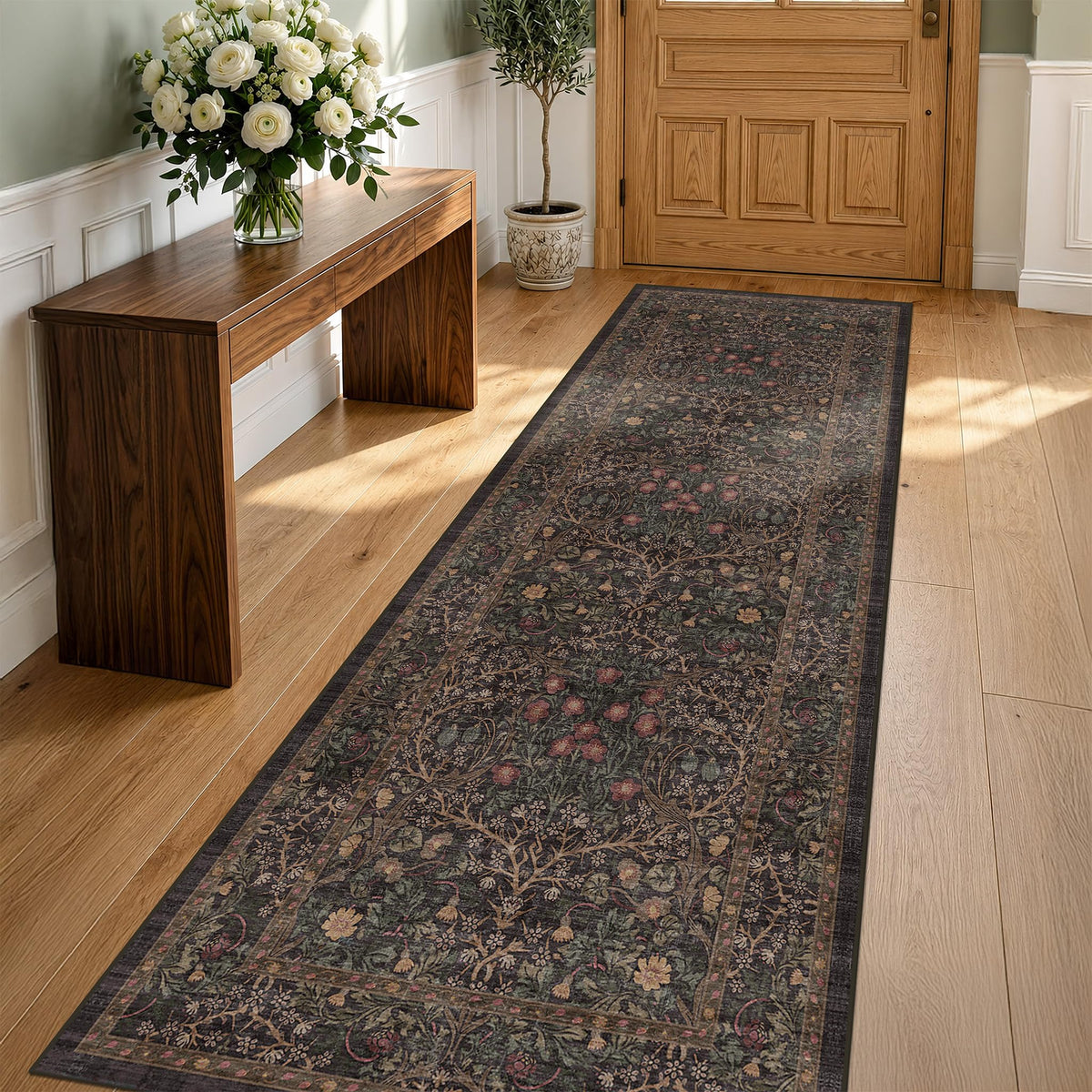Washable Plum Purple Runner Rug 2x6 - Boho Rug Runner for Bathroom, Kitchen, Indoor Entryway, Low Pile Violet Carpet for Bedroom Bedside, Laundry Room, Hallway Mats for Floor, Stain Resistant