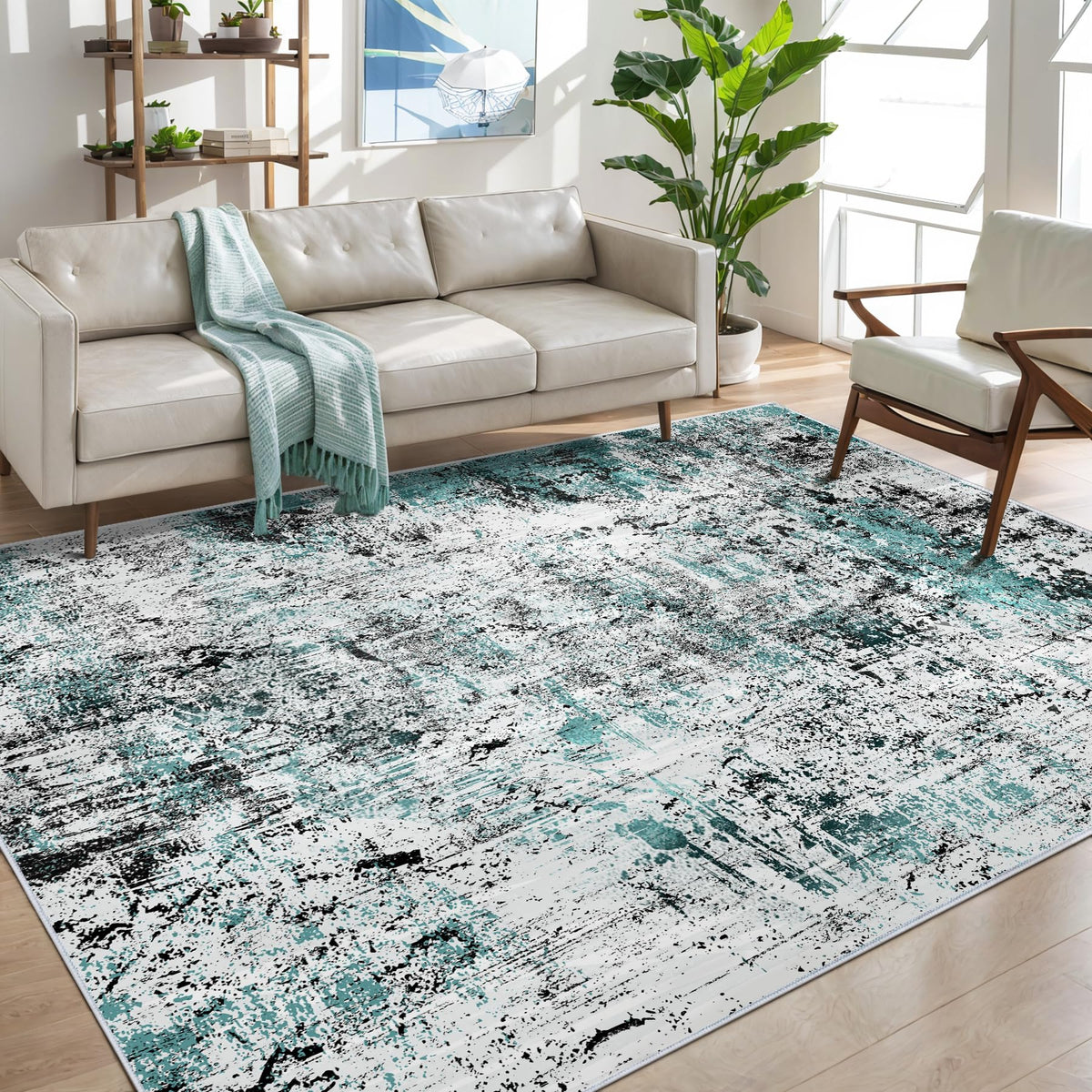 Ciicool Washable Area Rug 2x3 Entryway Rug, Modern Abstract Entry Mat Navy
