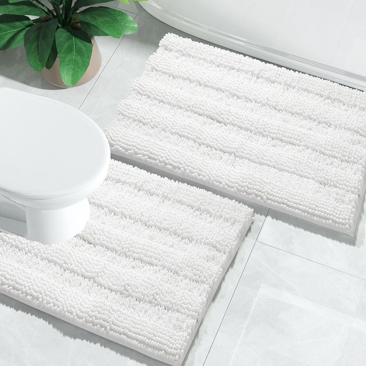 Yimobra Bathroom Rug Set 2 Piece, Absorbent Bath Mat Set, 32x20+24x17, Gray