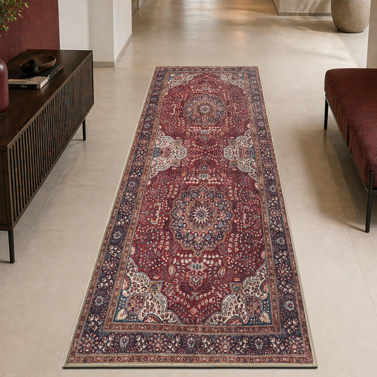 Keen Home Design Vintage Washable Entryway Rug, Non-Slip Low Pile, 2x3