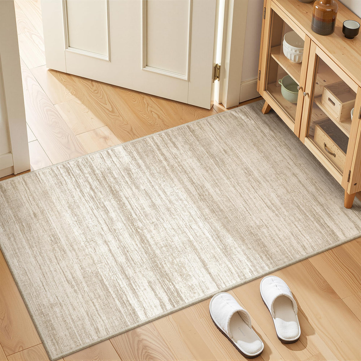2x8 Runner Rug Non Slip,Washable Hallway Runner Rug,Beige