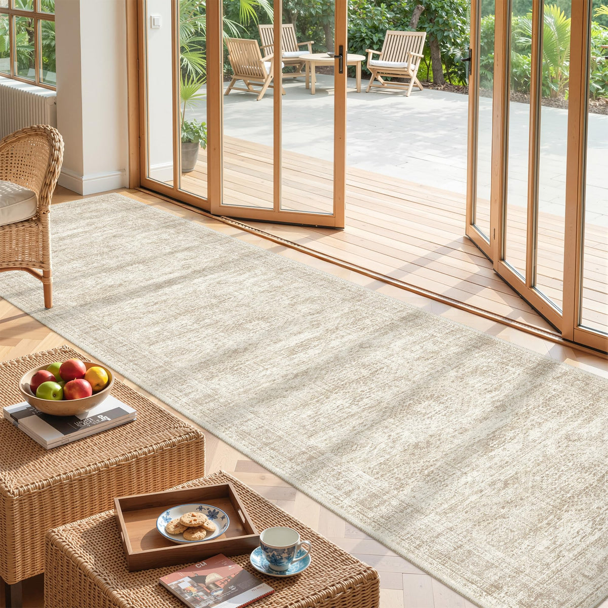 2x8 Runner Rug Non Slip,Washable Hallway Runner Rug,Beige