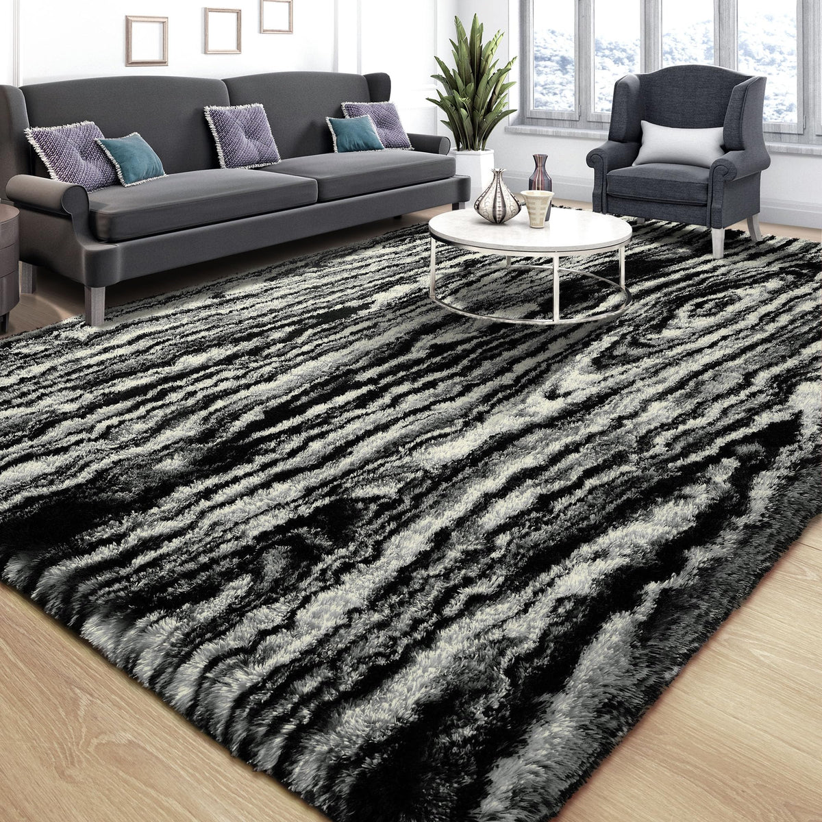 Tepook Black Soft Runner Rugs for Bedroom 2x6 ft with Rubber Backing