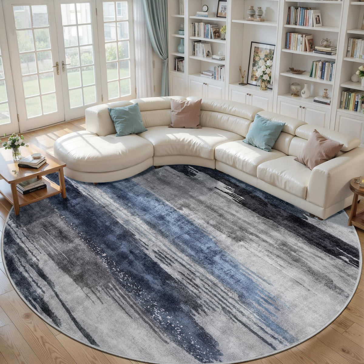 Ciicool Washable Area Rug 2x3 Entryway Rug, Modern Abstract Entry Mat Navy